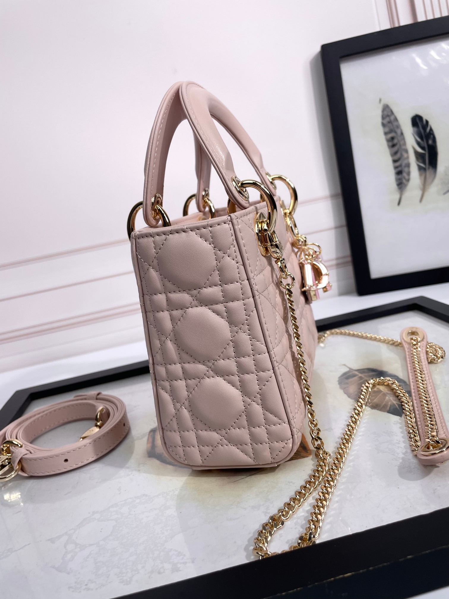 Mini Lady Dior Bag Pale Pink Cannage Lambskin